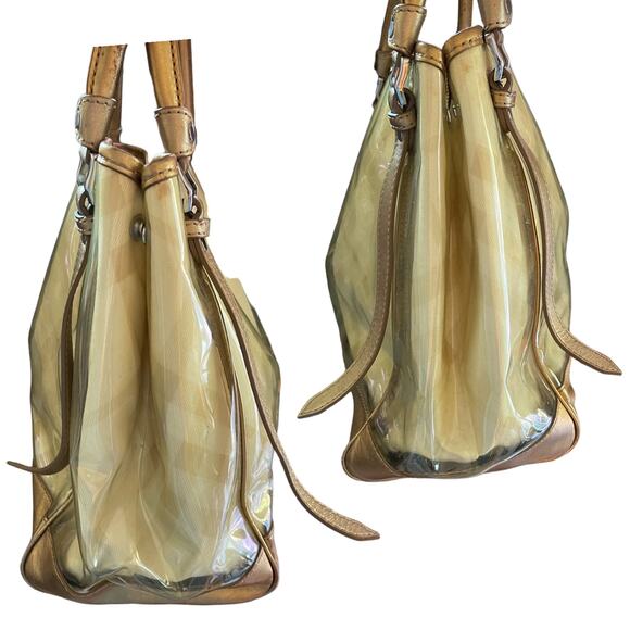 Burberry Lawrence Gold Yellow Supernova Plaid Vinyl Tote - Picture 4 of 16